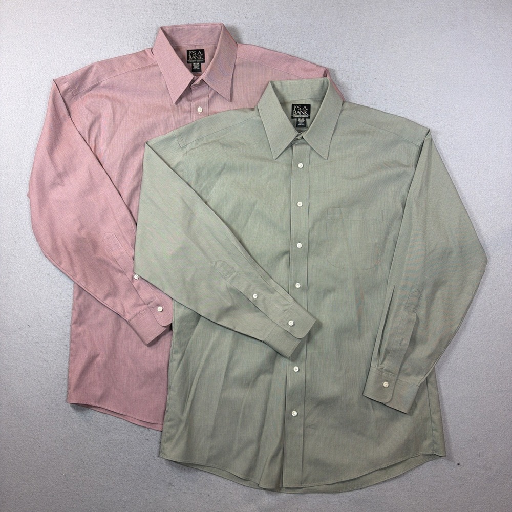 PS A Bank 16.5 Red/Green Travelers Button Down Long Sleeve Men Shirt Lot of 2